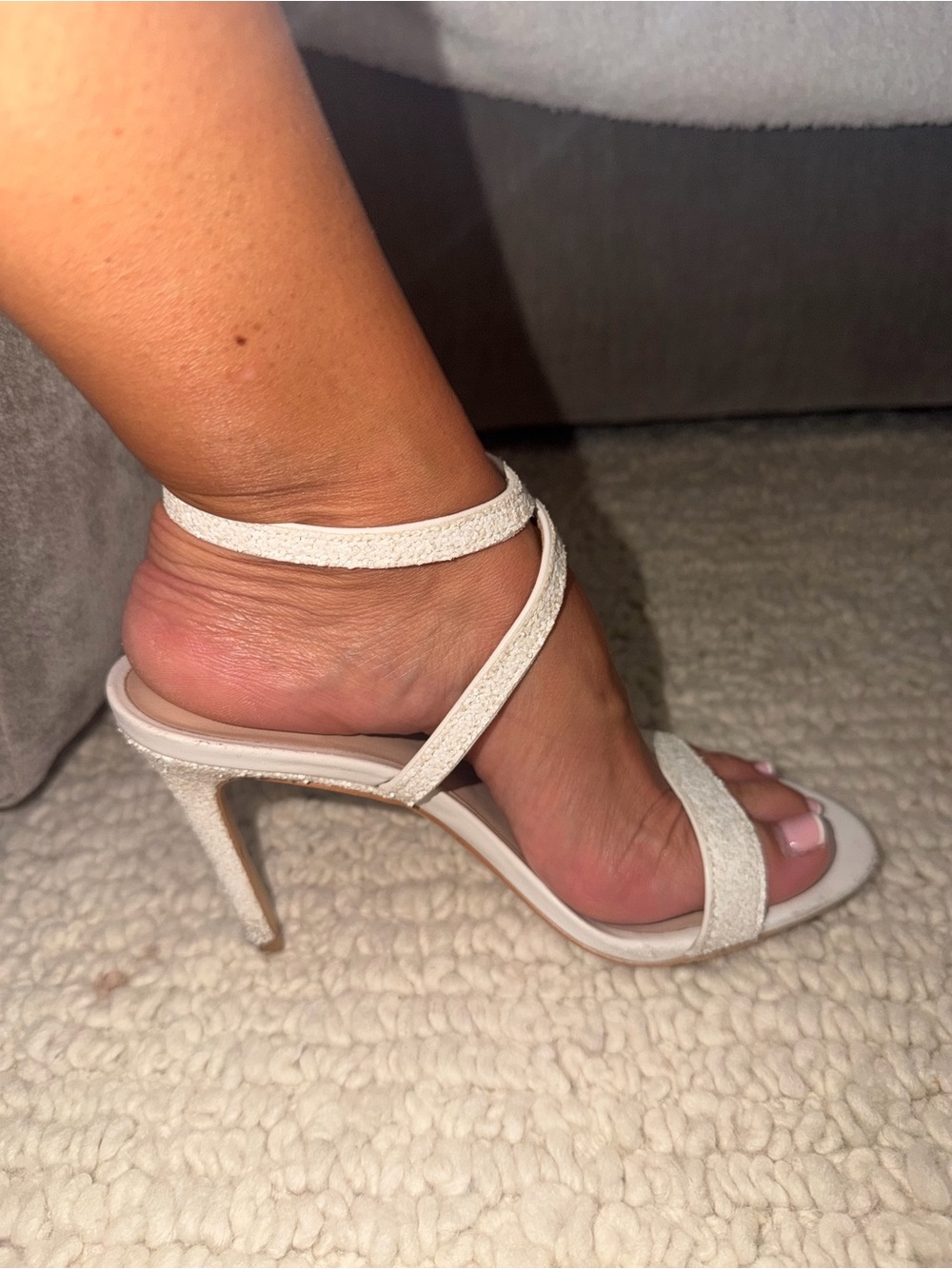 Stuart Weitzman Ivory Strappy Stiletto Sandals